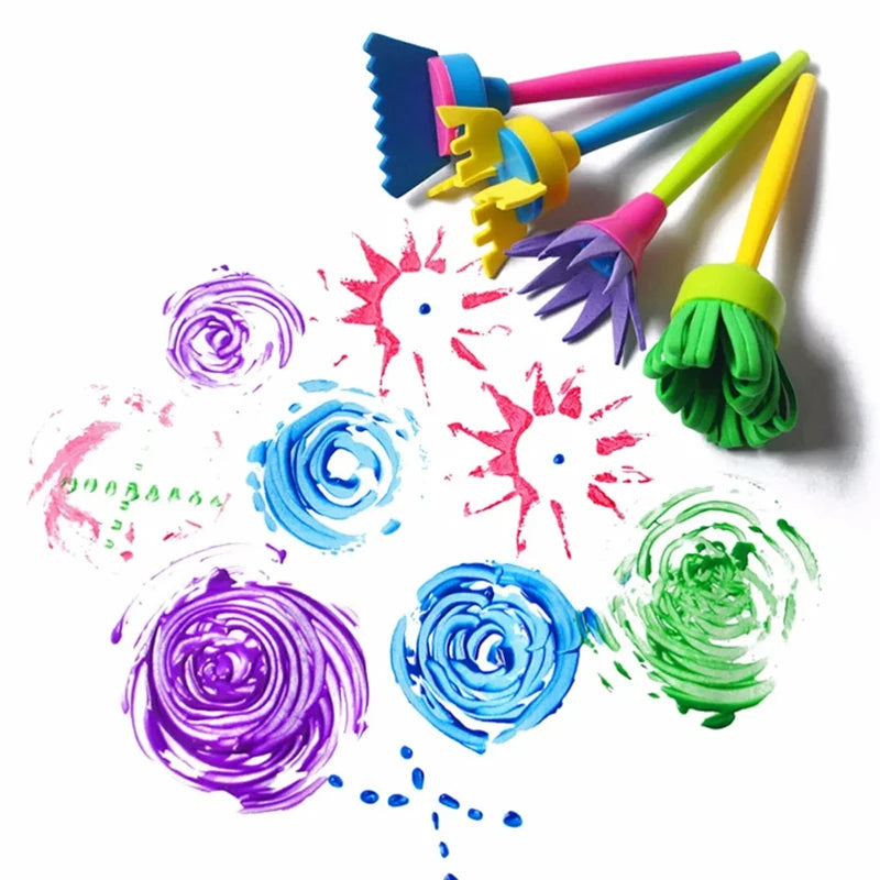 Painting Sponge Roller Brush Kits Children Drawing Toys Graffiti DIY Tool Early Education Toy Parent-child Interaction Toy TMZ