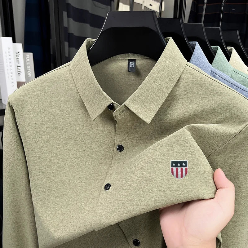 Quality New Man Long-Sleeved Shirt Lapel Single-Breasted Printing Spring Hot-Selling Shirt Leisure Fashion Trend Men's Clothing