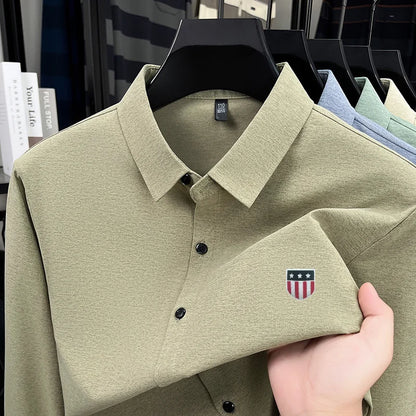 Quality New Man Long-Sleeved Shirt Lapel Single-Breasted Printing Spring Hot-Selling Shirt Leisure Fashion Trend Men's Clothing