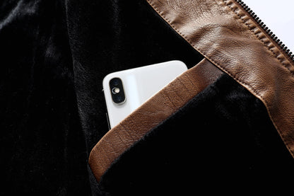 Men's Thickened PU Leather Motorcycle Jacket Casual Fashion Outerwear for Youth