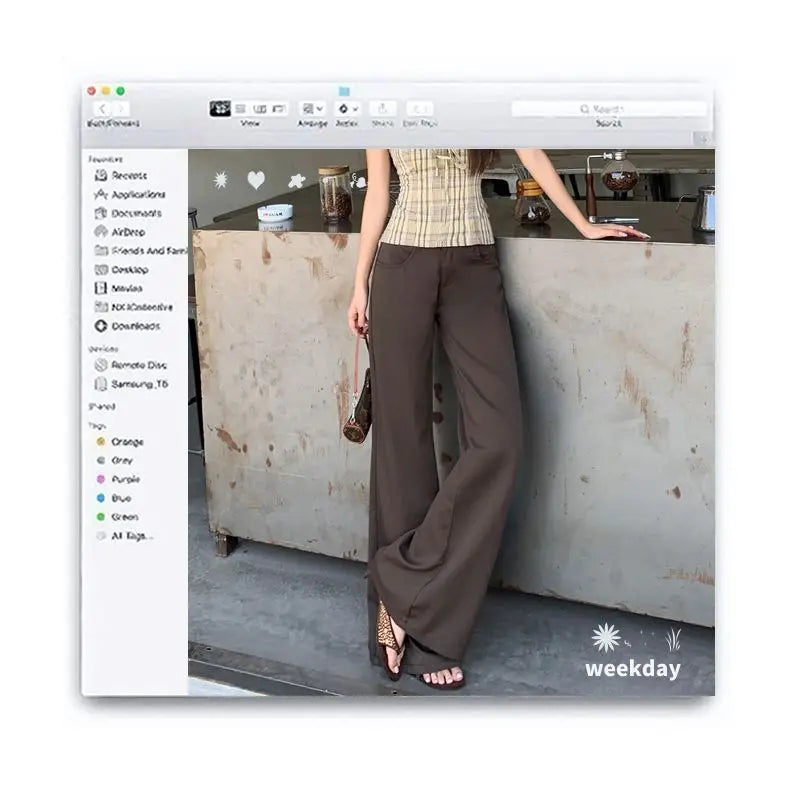 Spring 2026 Anti-wrinkle Flared Black Slimming Casual Pants New Thin Low-waisted Loose Flared Pants
