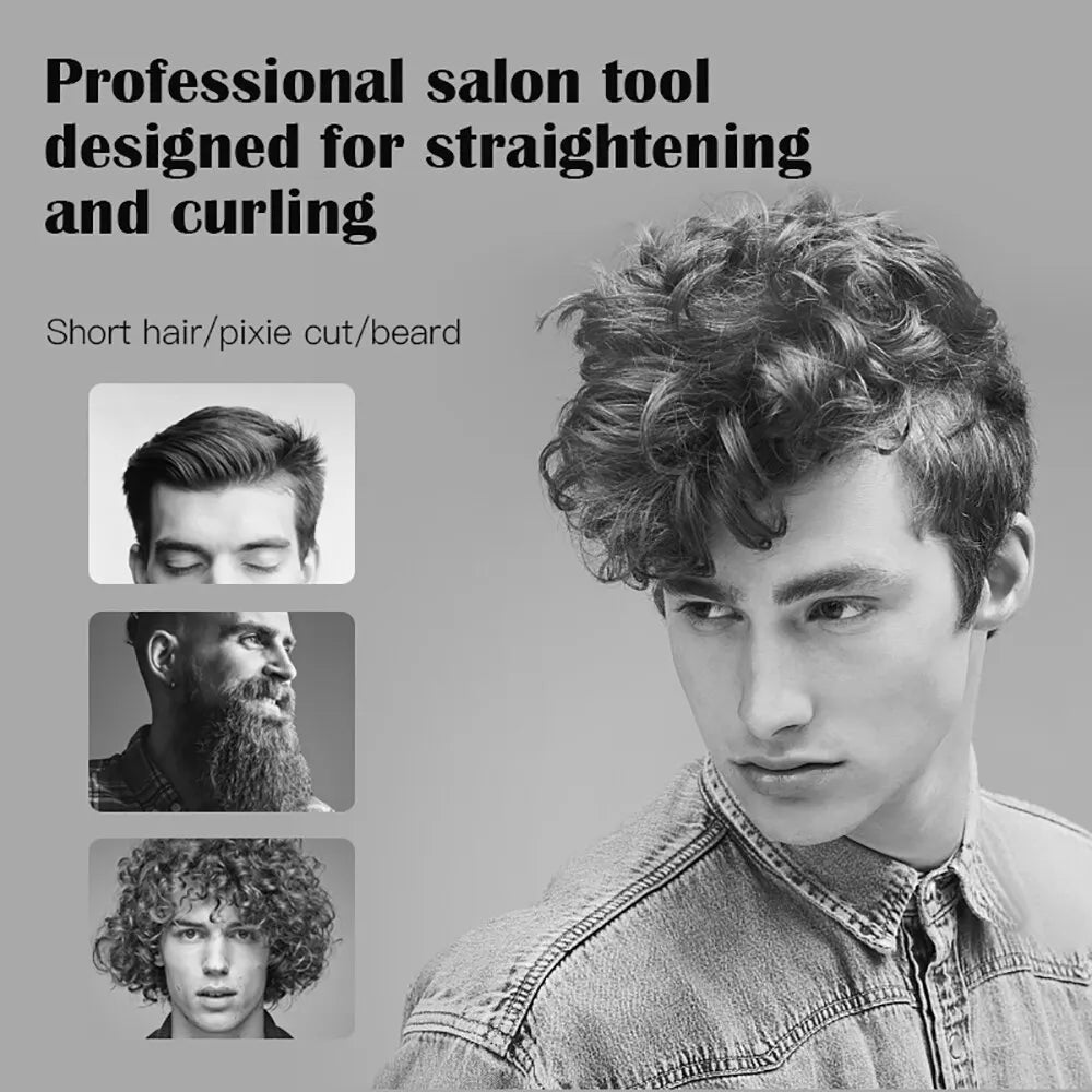 Mini Hair Straightener Curler For Short Hair Titanium Plate Beard Thin Pencil Flat Iron Travel Dual Voltage Hair Styling Tools