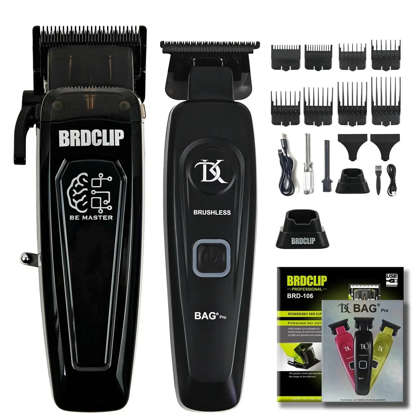 BRD106 078 Hair Clipper 7500RPM 7200RPM Hair Salon Trimmer DLC Blade with Charging Base Barber for Men New Professional BRDCLIP