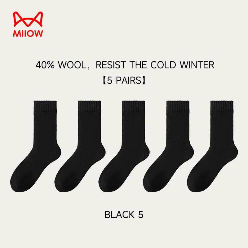 MiiOW Merino Wool Socks Thicken Thermal Winter Cushioned Heated Cold Resistant Cashmere Crew Sock Men Sheep Snow Warm Towel Sock