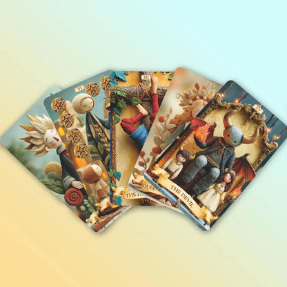 78 Tarot Cards Set, 13x8 Cm The Clay Arcana Tarot Card Game, From Mud to Soul, Handmade Secret Journey, Beginner Paper Manual