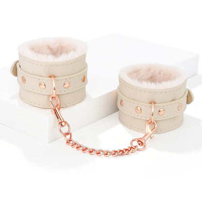 White PU Leather Sex Handcuffs Ankle Cuffs And Collar Bdsm Bondage Set Sex Toys for Couples Womens Erotic Accessories Products ﻿