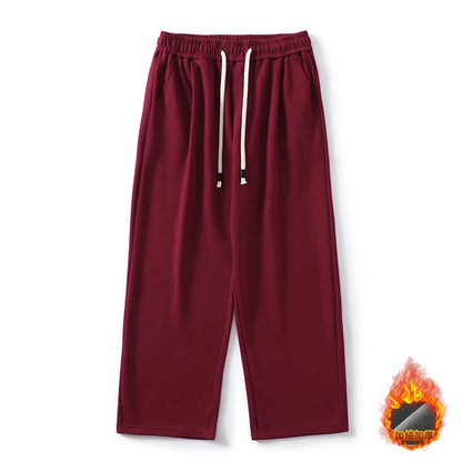 DUKEEN Pique Fabrics Sweatpants for Men Loose Causal Straight Legged Trouse Autumn and Winter Solid Colors Sports Fleece Pants