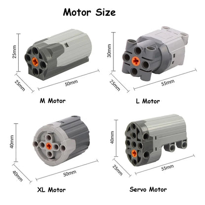 High-Tech Power Function Extension Parts M/L/XL/Sever Motor with All Brand Power Group MOC Technology PF Blocks Brick Toys DIY