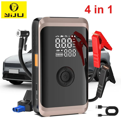 YIJU All-in-One Car Jump Starter with Air Compressor, 150PSI Tire Inflator, Portable Power Bank & Battery Booster