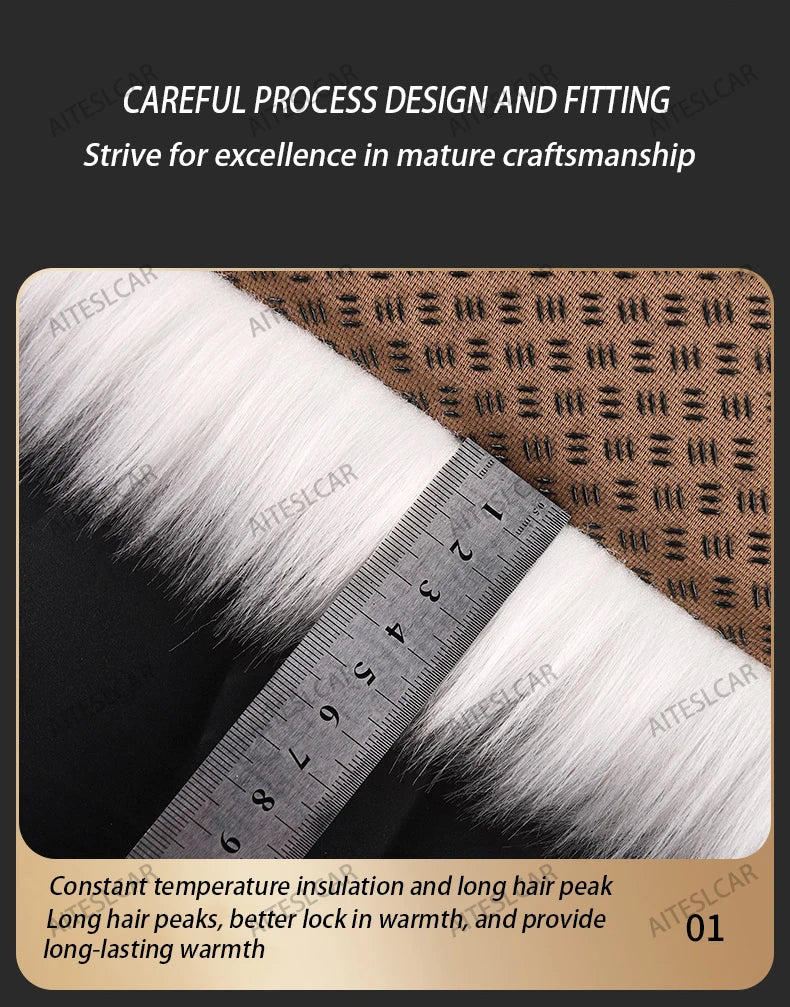 For Tesla Plush Rabbit Fur Car Seat Cushion Winter Warmth Thickened Wool One Piece Square Cushion for Main Driver or Co-pilot