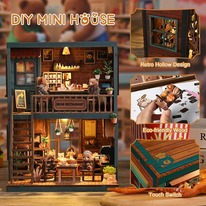 Wooden Mini DIY Doll House Kit Handmade Room 3D Puzzle Assembly Building With Furniture For Friends Christmas Gifts Dollhouse