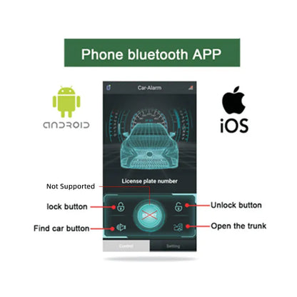 Car Vibration Anti Theft Alarm System Audible Alerts Supports Remote Control via Mobile App Includes 2 Remote Keys Universal Fit