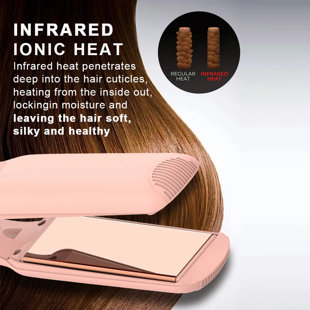 2-in-1-Flat Hair Straightener & Curling Iron, Infrared Ion Reduces Frizz, Suitable for Straight Hair, Curly Hair, Gifts