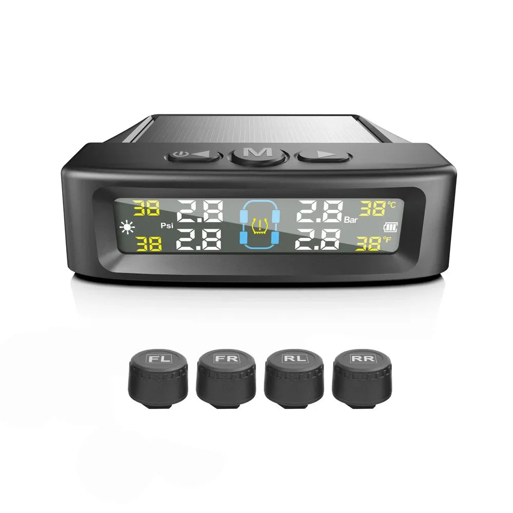 Tire Pressure Monitoring System Car Safety Alarm Wireless Solar/USB Powered 4/6 Sensors Color Digital Display For Caravan Truck