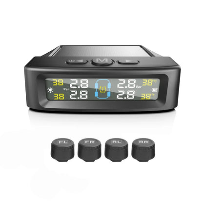 Tire Pressure Monitoring System Car Safety Alarm Wireless Solar/USB Powered 4/6 Sensors Color Digital Display For Caravan Truck