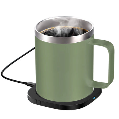 2 IN 1 Coffee Mug Warmer and Wireless Charger with Cup and Lid 55℃/131℉ Intelligent Constant Temperature 10.5oz