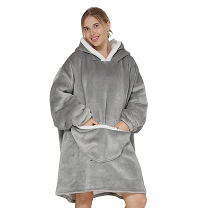 2024 Cartoon Oversized Hoodie Blanket with Sleeves Winter Warm Fleece Sweatshirt Cow Hoodies Women Men Korean Funny Print Hoodie
