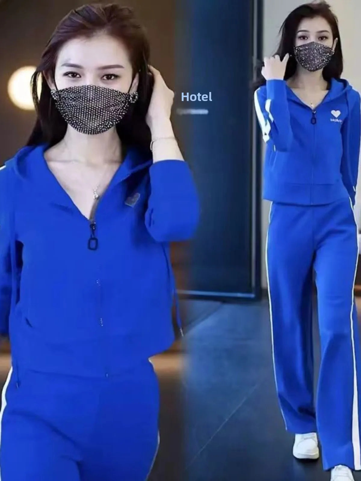Fashionable Casual Sportswear Set 2026 New Style Slimming Wide Leg Pants Autumn Trendy Two Piece Suit Polyester Fabric