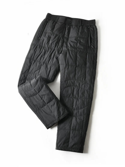 Outdoor Men's Duck down Thickened Loose Straight Leg Casual Trousers Windproof Water-Resistant Warm Winter Fashion City Basic