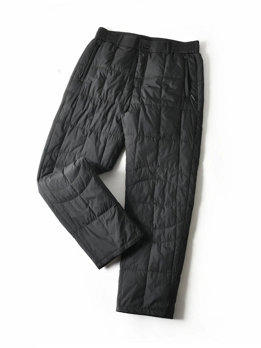 Outdoor Men's Duck down Thickened Loose Straight Leg Casual Trousers Windproof Water-Resistant Warm Winter Fashion City Basic
