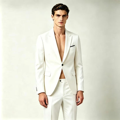 Men's Suit Lightweight Wedding Eegant 2 Piece Set Solid Color Formal Business Blazer Pants Classic Tuxedo for Party Groomsmen