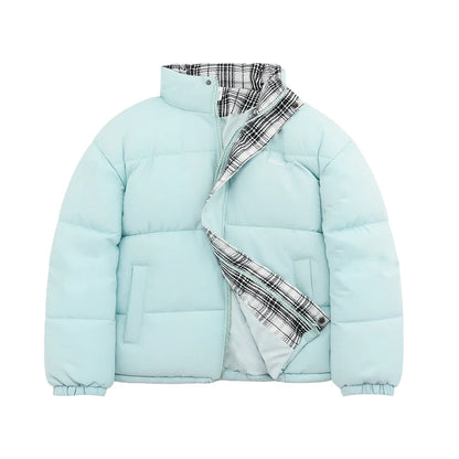 Veidoorn Unisex Short Parka Coat with Stand Collar Warm Thermal Puffer Jacket for Winter Puffy Outdoor Streetwear