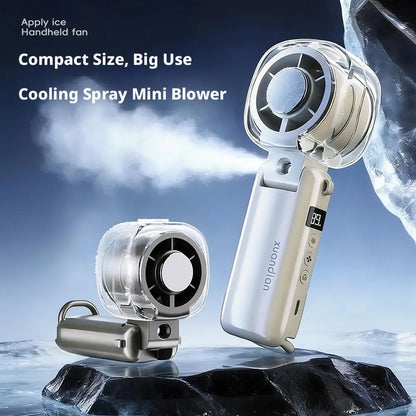 Portable Handheld Misting Fan High Speed Turbo Cooling Spray USB Rechargeable Mini Desk Fan Summer Outdoor Fan