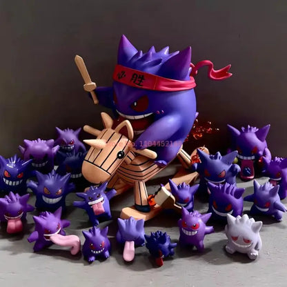 Hot Pokemon Anime Figures Psyduck Figure Gengar Riding A Rocking Horse Action Figurine Pvc Statue Model Dolls Childrens Toy Gift