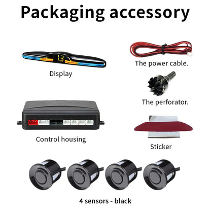 Source Factory 4-Probe Parking Sensor System 22mm 12V Voice Prompt Waterproof Reversing Radar Car Parking Assistance Kit