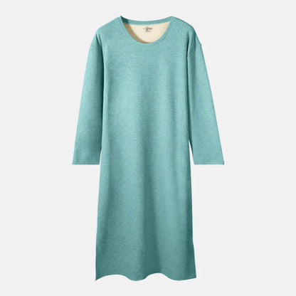 Men's autumn and winter long-sleeved one-piece nightgown, knee-length bathrobe, long one-piece home wear, wool and silk pajamas