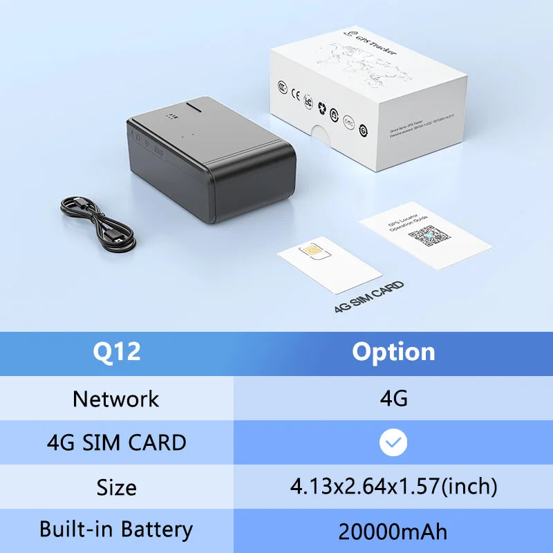 4G GPS Tracker Car 10000/20000mAh Vehicle GPS Locator Real-time GPS Tracking Device Long Standby Vibration Alarm Location APP