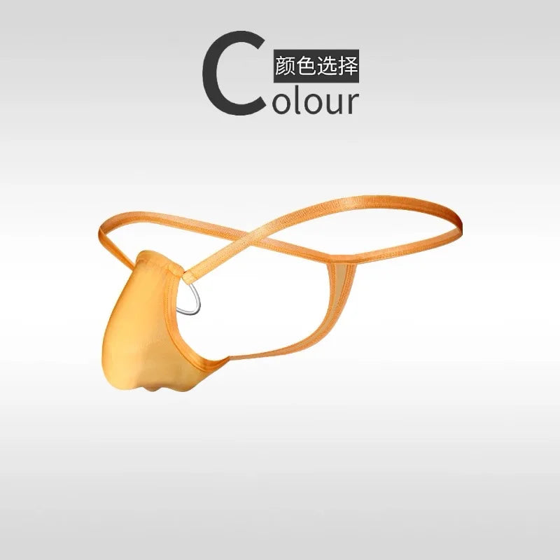 Men's Thongs Underwear Cock Ring Sissy Panties Temperament Sexy Bikini Seamless Penis Ring Perspective Lingeries