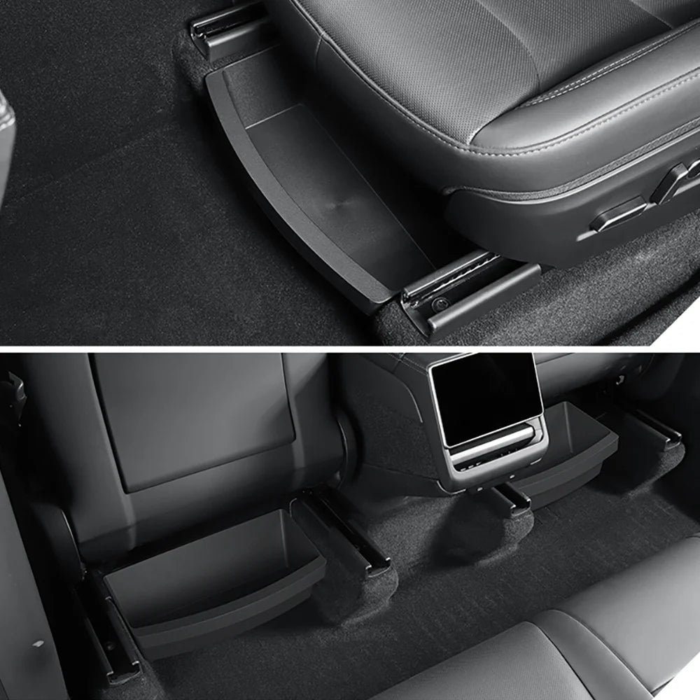 TEKSY 2 PCS For Tesla New Model Y 2025 2026 Launch Juniper Front Seats Under Seat drawer TPE Storage Box