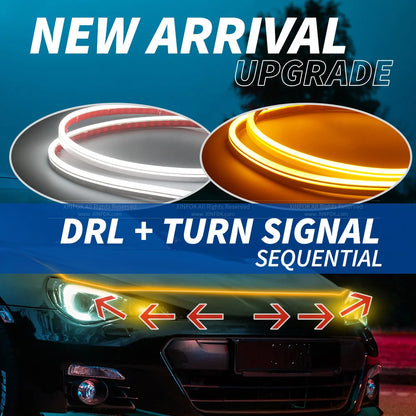 XINFOK LED Auto Car Hood Lights Strip Universal Lamps Ambient Lights For Car Turn Signal Indicator Daytime Running Light DRL 12V