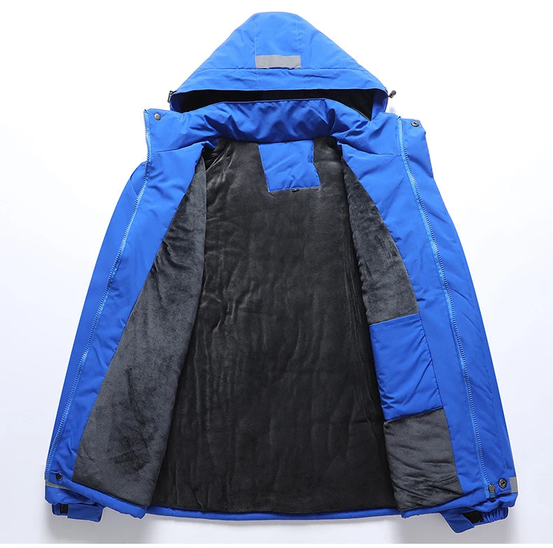Thickened Fleece Lined Cotton Jacket for Men Work Site Reflective Winter Labor Protection Outerwear Cold Resistant Coat Print...