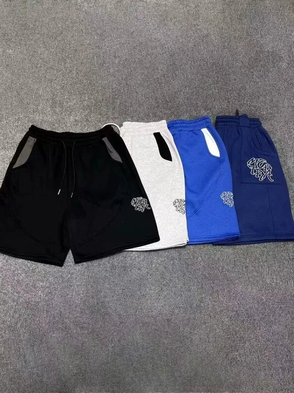 Mertra American Street Style Embroidered Logo Men's And Women's Loose Straight Leg Short Pants Casual Summer Color Block Shorts