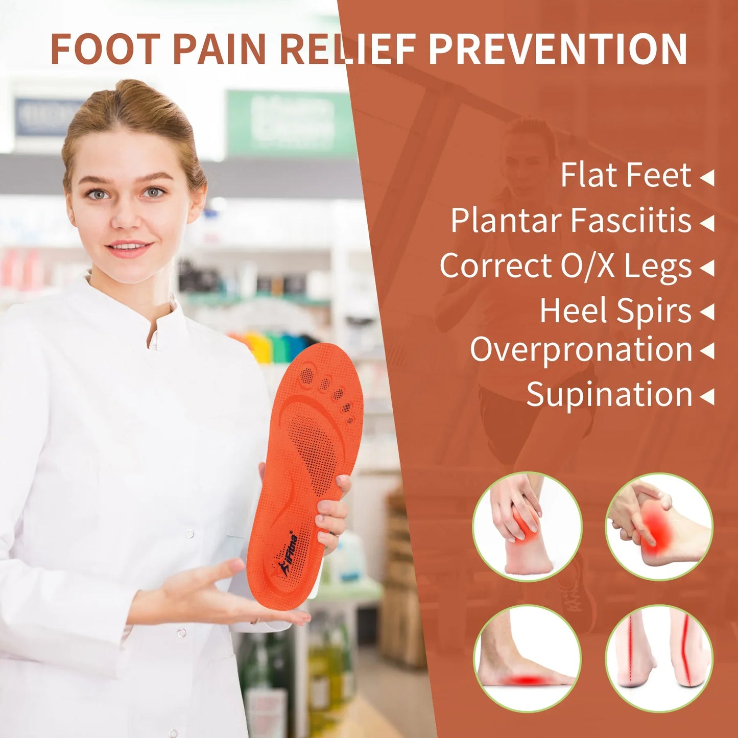 Flat Feet Orthopedic Sport Insole High Arch Support Plantar Fasciitis Men Women Sneaker Orthotic Insoles Plantillas Insert Sole