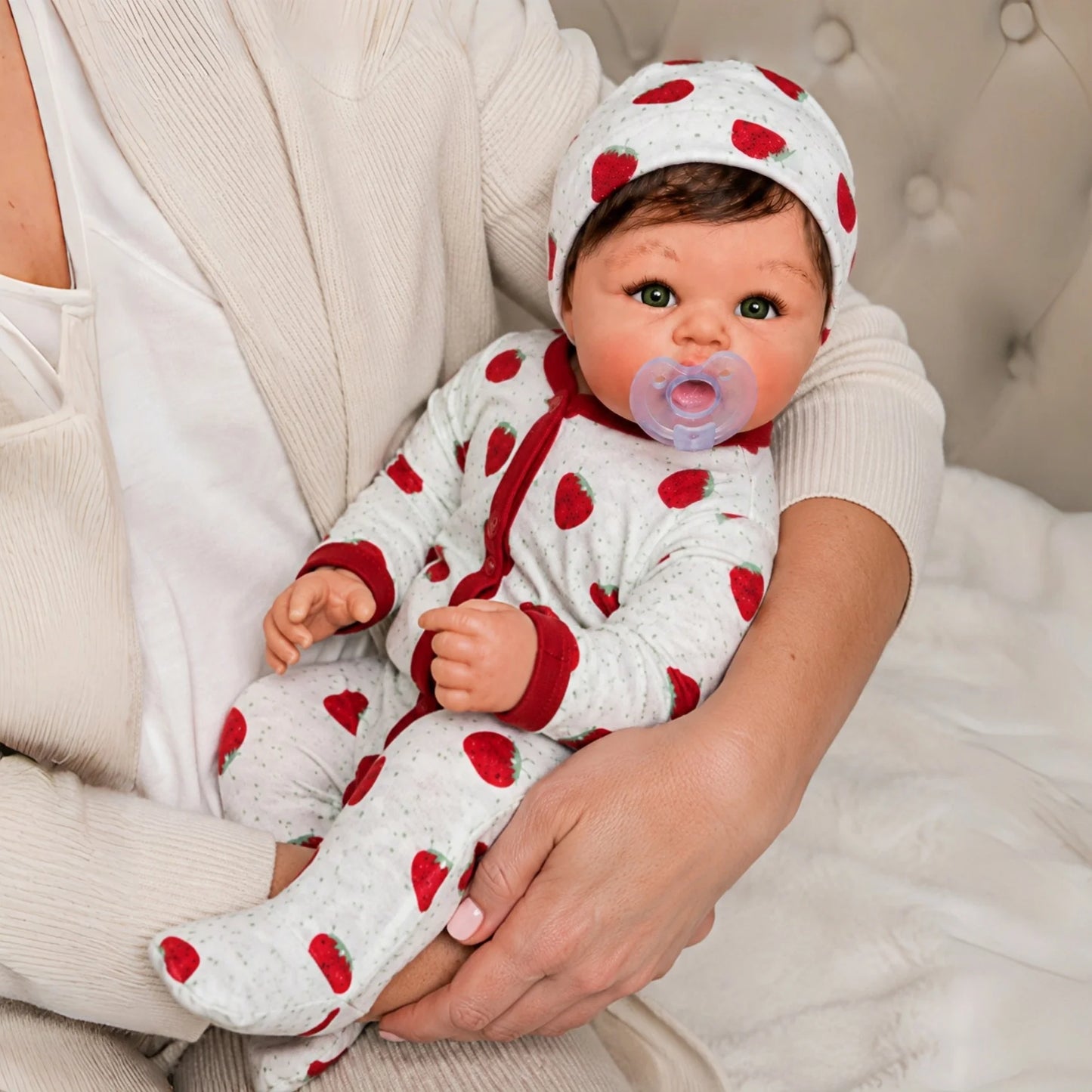 45CM Silicone Girl Doll With Hair Already Painted New Design Open Mouth reborn de silicona doll As Gift For Daughter's Birthday