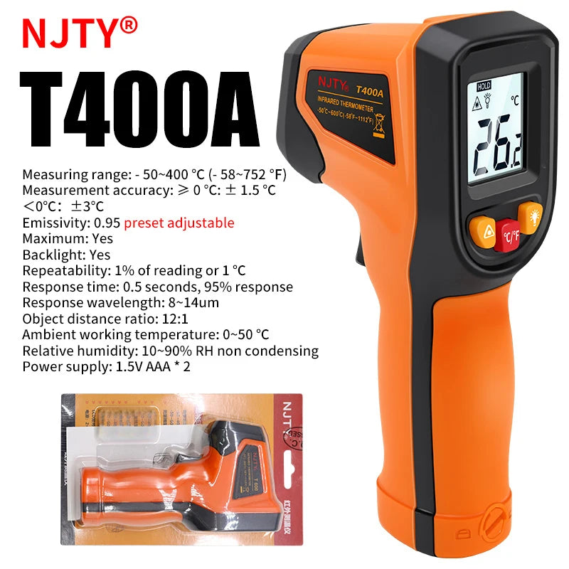 T400 T600 Digital Infrared Thermometer -50℃ to 400/600℃ High Precision Pyrometer Industrial Non-contact Temperature Sensor