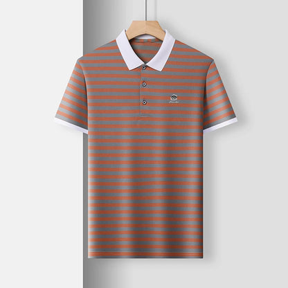 2024 Summer Men's Short Sleeved Classic Striped POLO Shirt Casual Fashion Comfortable Breathable Versatile Men's Top T-shirt