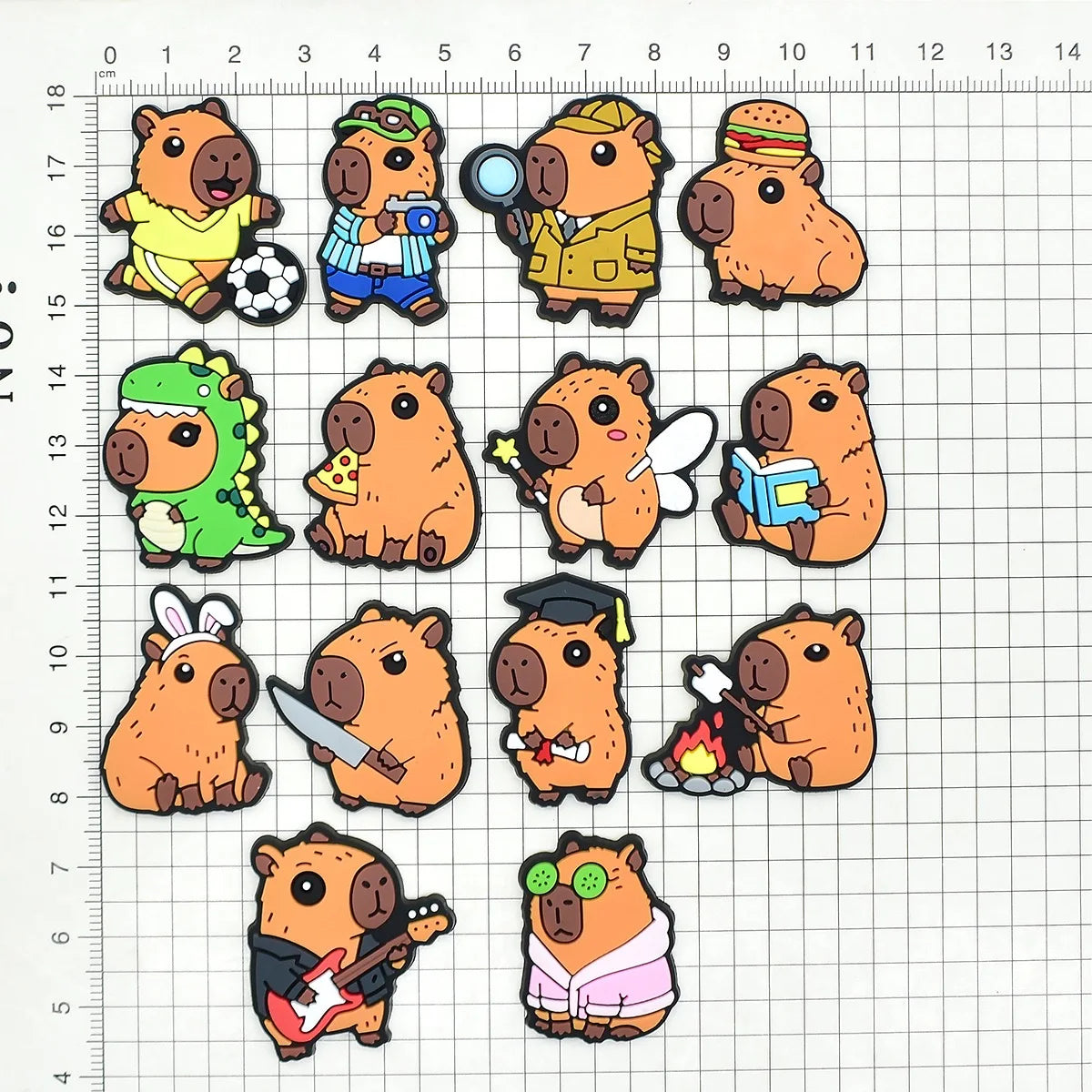 14-100Pcs Capibara Shoe Charms Cute Clog Sandal Garden Shoes Charms Ornaments Accessories Decorations for Kids Party Gifts