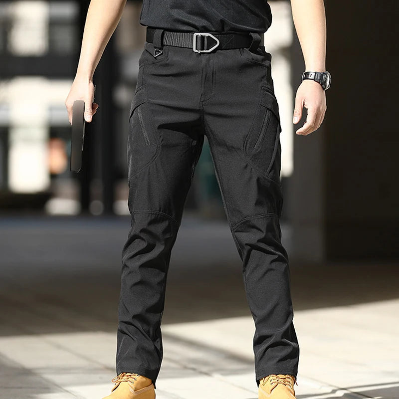 Mens Spring Autumn Pants Hiking Camping Climbing Army Combat Running Cargo Military Tactical Casual Trousers Softshell Elastic