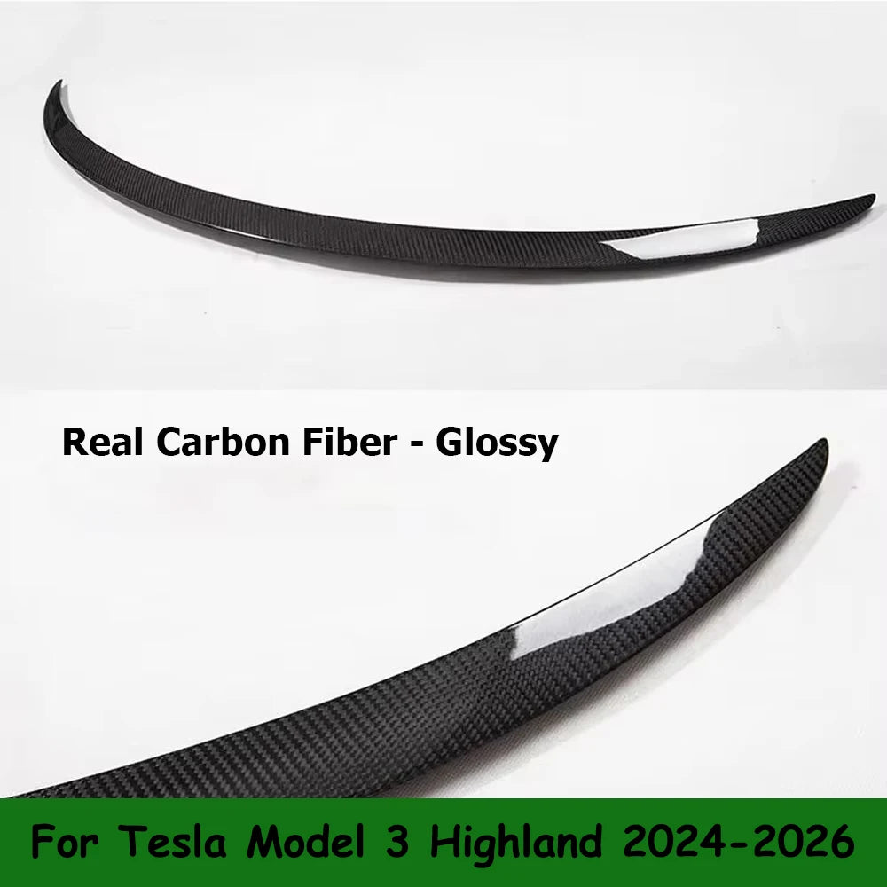 For Tesla Model Y 2024-2020 Spoiler Model 3 Highland 2017-2026 Trunk Wing Real Carbon Fiber Original Modely Car Accessories