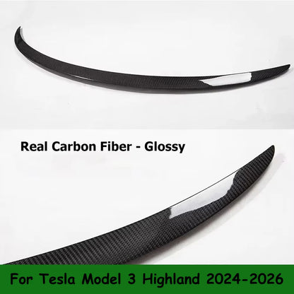 For Tesla Model Y 2024-2020 Spoiler Model 3 Highland 2017-2026 Trunk Wing Real Carbon Fiber Original Modely Car Accessories
