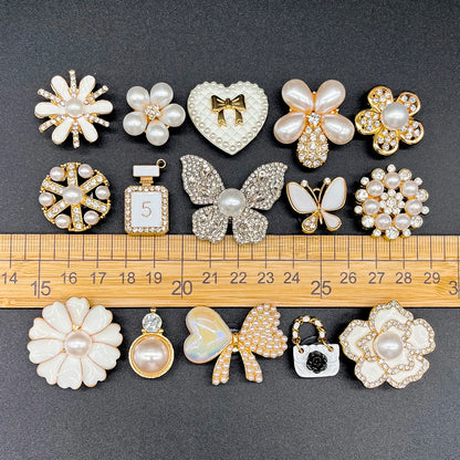 1pcs Metal Shoe Charms Flowers Butterfly Shoe Decorations Perfume Bow Tie White Sandals Pins for Women Girls Favor Gifts