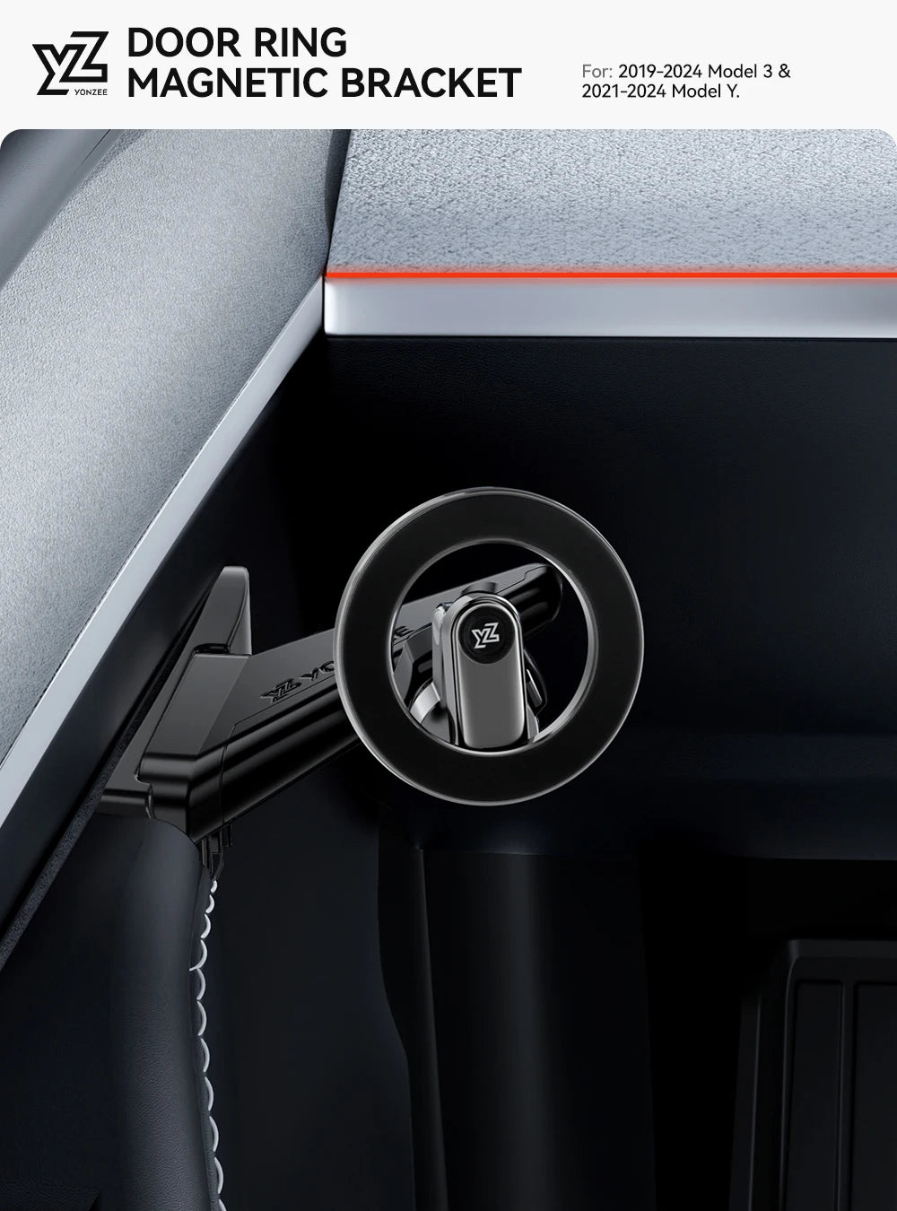 YZ For Tesla Model 3 Y Highland Juniper Door Handle Magnetic Car Phone Holder 360 Degree Rotation Metal Car Mount for All Phones