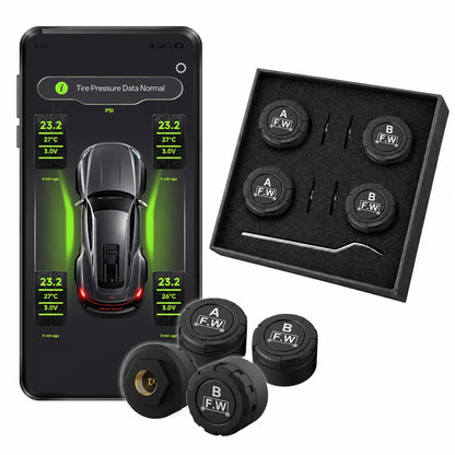 Wireless Bluetooth 5.0 Tire Pressure Monitoring System, Real-Time Pressure Temp Monitor, IP67 Waterproof for RV SUV MPV Van Car