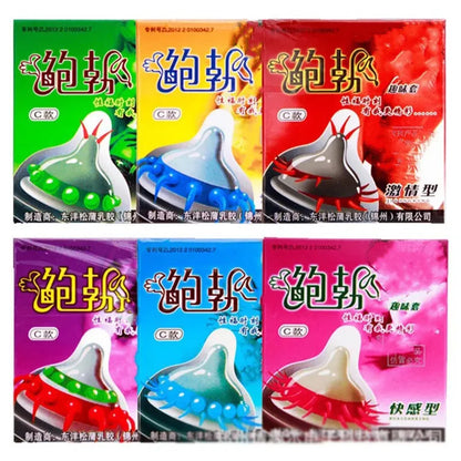 Ultra-Thin Lubricated Condoms Large Particles Ribbed Dotted Granular Passionate Contracepation Sex Toys for Men Penis Sleeves