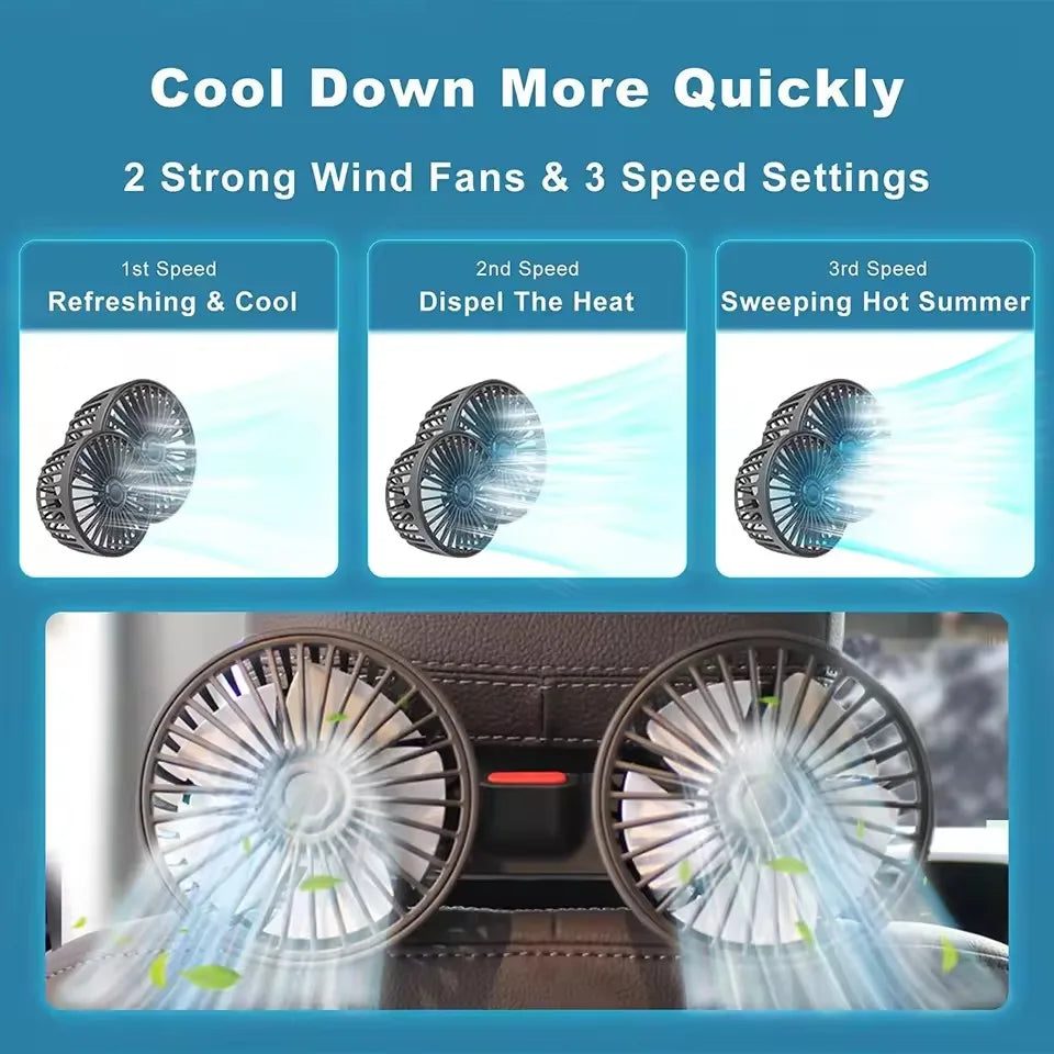 Double-Head Usb Electrical Car Fan Car Supplies360° Rotatable Portable Auto Cooling Fan 2-Speed Strong Wind Dashb