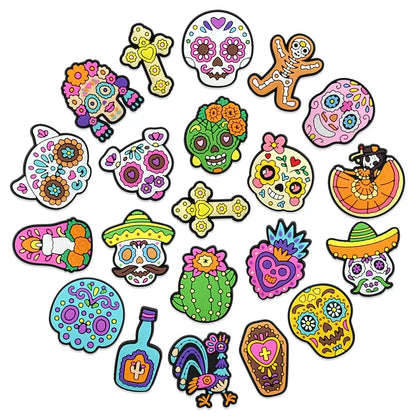 20-100Pcs Skull Skeleton Man Woman Shoe Buckle Charms Day of the Dead PVC Clog Accessories DIY Phone Case Holiday Gift